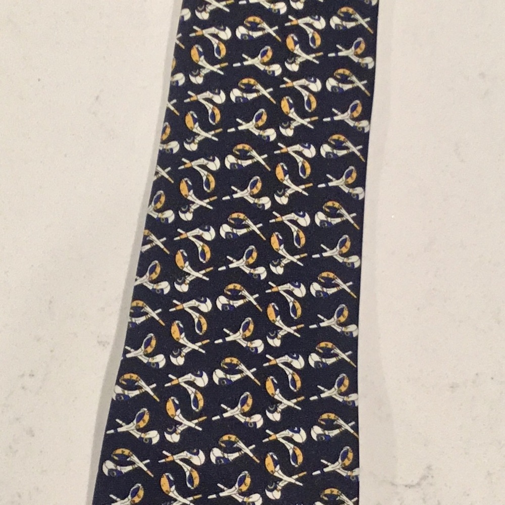 City One Golf Tie  Navy blue, white & gold 100% Polyester.Great Fathers Day gift